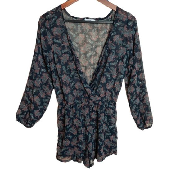 Subdued Navy Floral Print Romper - Size US 4 - Picture 1 of 8